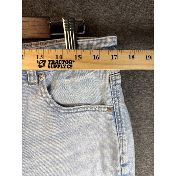 American Eagle Mom Jean Light Wash Distressed Denim Womens Size 14 Short 34x27 - Picture 6 of 13